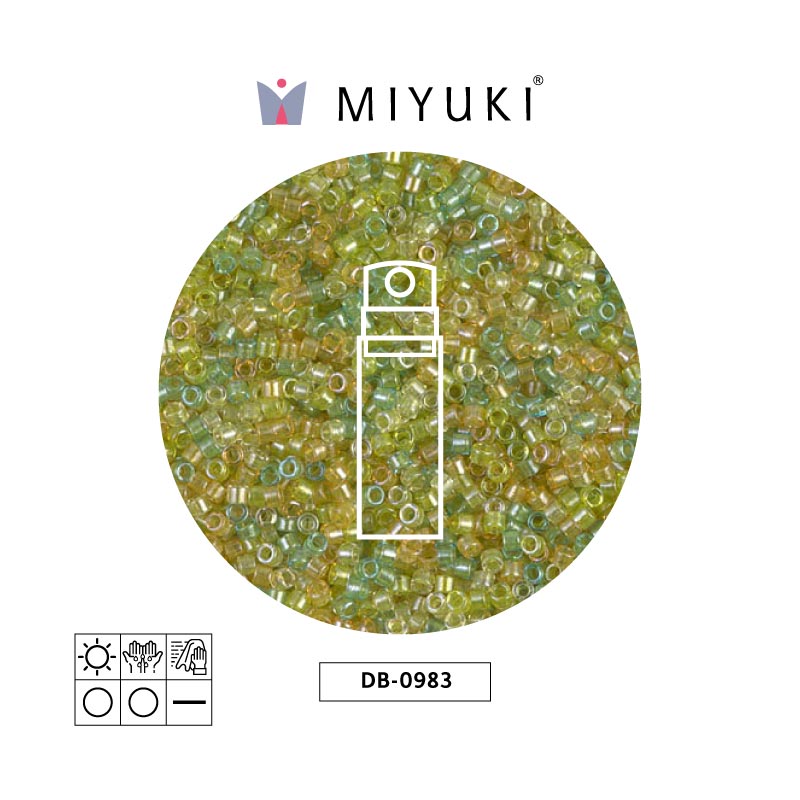 Miyuki delica 11/0 DB0983 saparkling forrado lemon verde mix x 10g