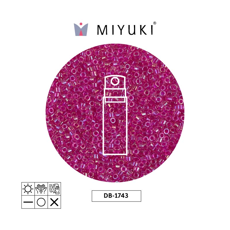 Miyuki delica 11/0 DB1743 hot rosado forrado cristal AB x 10g