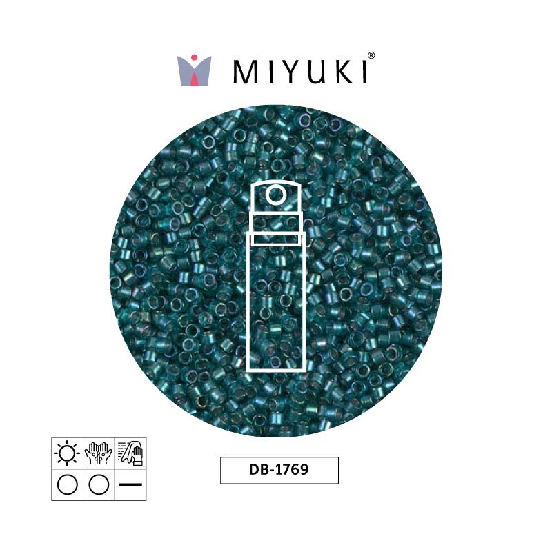 Miyuki delica 11/0 DB1769 sparkling azul verde forrado cristal AB x 10g