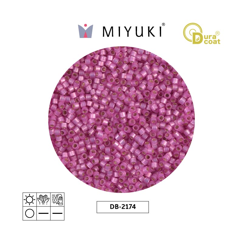 Miyuki delica 11/0 DB2174 durac plateado rosado x 50g