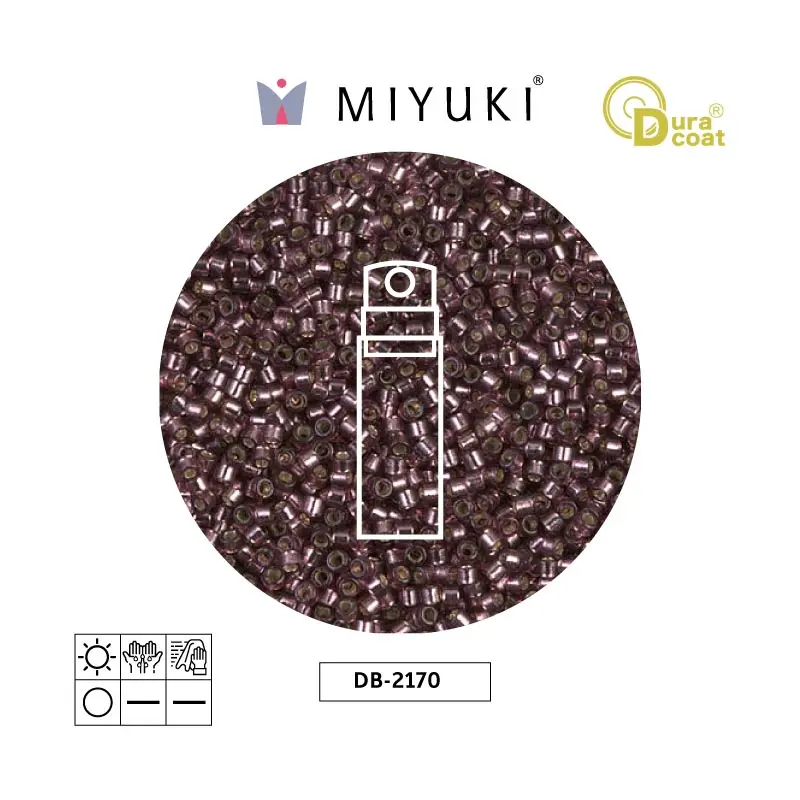 Miyuki delica 11/0 DB2170 plateado forrado raisin Duracoat x 10gr