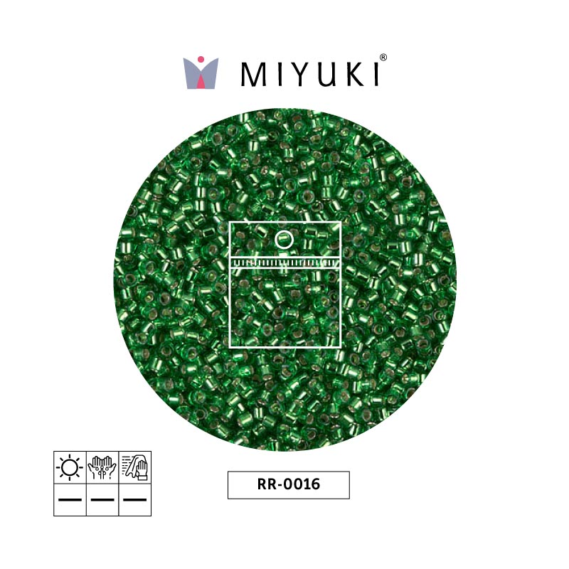 Mostacilla Miyuki rocalla 11/0 RR0016 plateado forrado verde x 25g