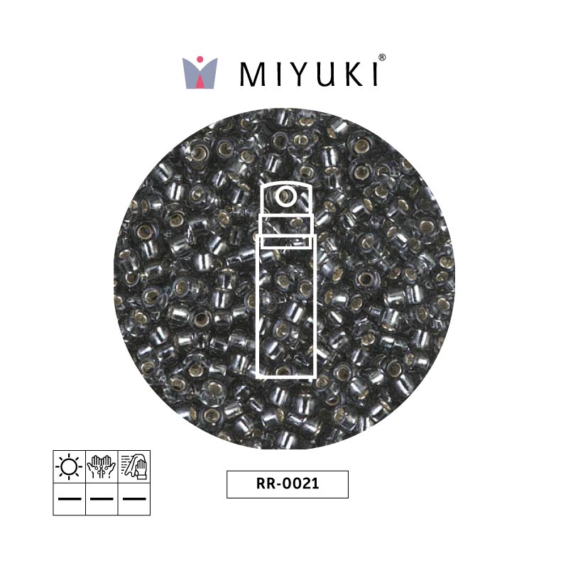 Mostacilla Miyuki rocalla 11/0 RR0921 mate gris forrado cristal x 10g