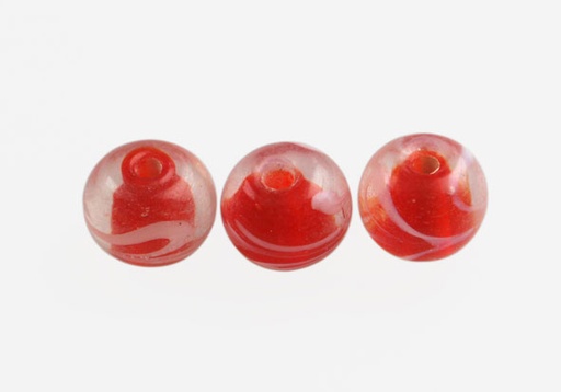 [24775] Vidrio hindú 8mm rojo redondo  GKS-6 x und