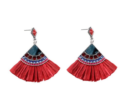 [31688] Aretes borla N.2 rojo x par