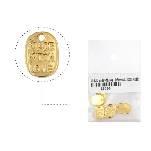[20309] Medalla made with love 11x8mm AAJ-04483/Golfi x 6unds