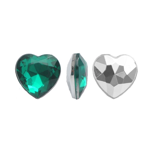 [30183] Acrilico K1019 corazon con cono 8mm emerald 6 x und