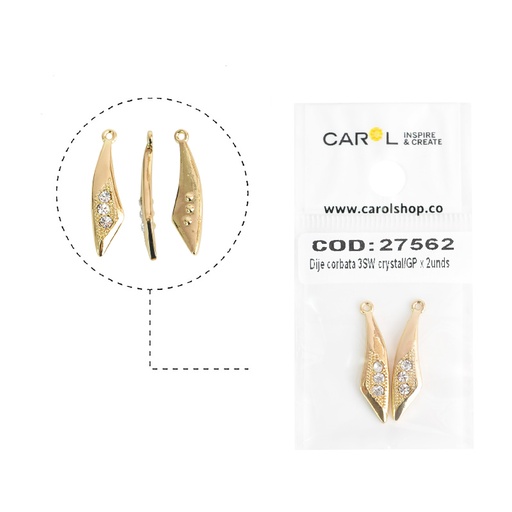 [27562] Dije corbata 3SW crystal/GP x 2unds