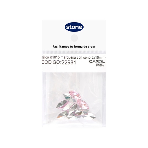 [22981] Acrilico K1015 marquesa con cono 5x10mm vintage rose 22 x 10 unds