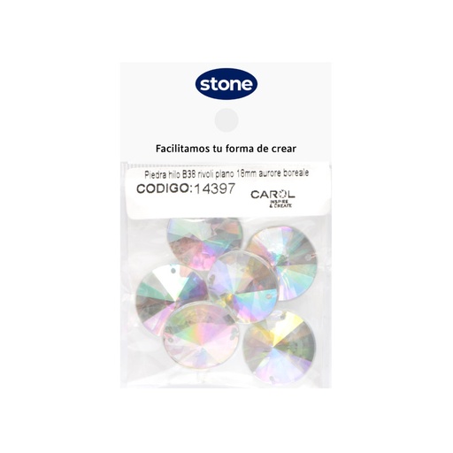 [14397] Piedra hilo B38 rivoli plano 18mm aurore boreale 14 x 6 unds