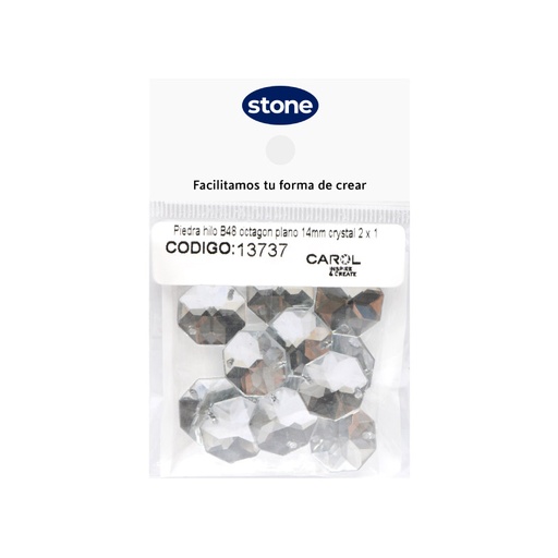 [13737] Piedra hilo B48 octagon plano 14mm crystal 2 x 12 unds