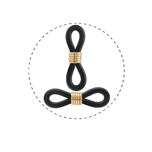 [15684] Goma para porta gafas negro laton corto/Gold 19x5mm x par