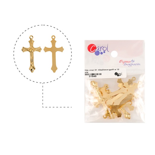 [31648] Cruz Cristo 01 43x23mm/golfi x 6 unds