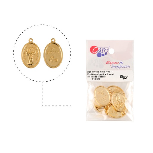 [31660] Medalla divino nino 403-1 25x16mm/golfi x 6 und
