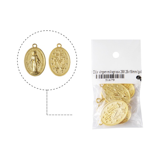[31679] Medalla virgen milagrosa 288 28x18mm/golfi x 6 und