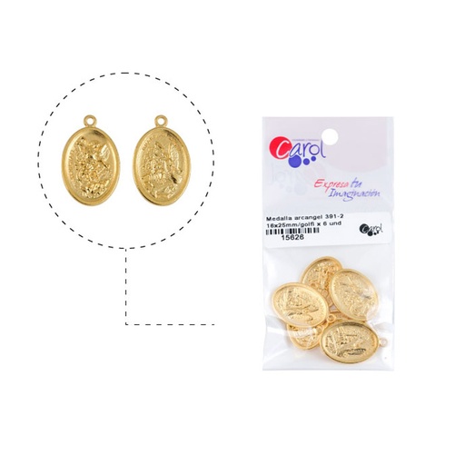 [15626] Medalla arcangel san miguel / angel de la16x25mm guarda 391-2 /golfi x 6 und
