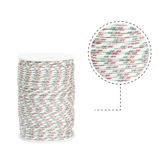 [20675] Cordon paracord 3mm blanco/varios #9 x rollo 50m