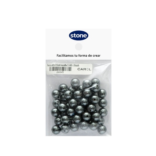 Perla sintetica redonda 10mm hematite CX-960 x 50unds