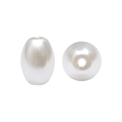 Perla sintetica ovalada 10x12mm white A-01 x und