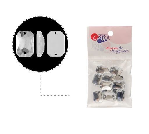 [17285] Piedra hilo B13 octagon plano 10x14mm crystal 2 x 12 und