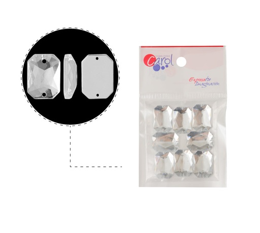 [17422] Piedra hilo B13 octagon plano 15x21mm crystal 2 x 8 und