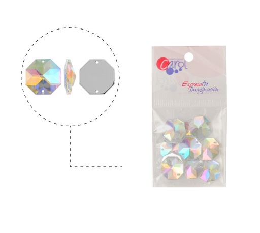 [19936] Piedra hilo B48 octagon plano 16mm aurore boreale 14 x 12 und