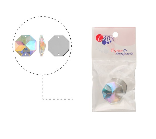 [19990] Piedra hilo B48 octagon plano 25mm aurore boreale 14 x 2 und