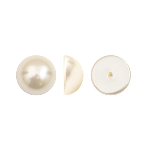 Media perla sintetica base plana 1H 22mm cream A03 x und