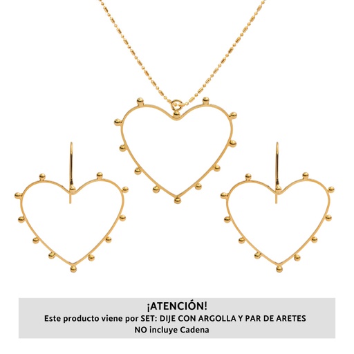 [30652] Marco corazon aretes y dije 31x28mm/Golfi x set