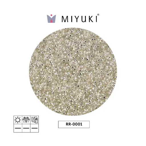 [19486] Mostacilla Miyuki rocalla 15/0 RR0001 plateado forrado cristal x 250g