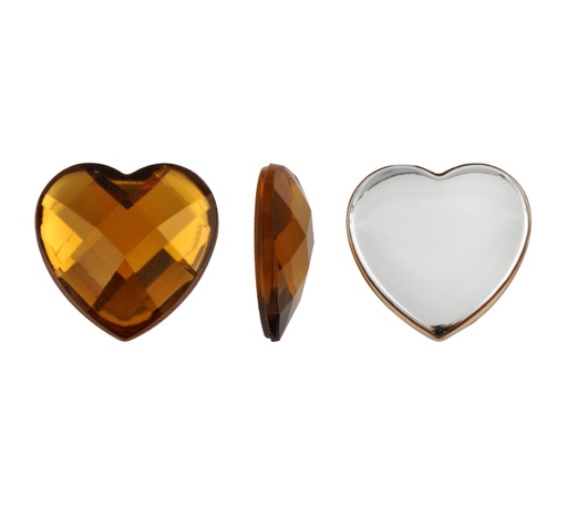 [20220] Acrilico K1025 corazon plano 12mm ligth smoked topaz 12 x und