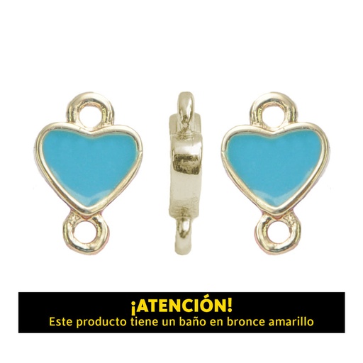 Dije corazon 2 argolla 10mm x 6mm azul x 4 unds