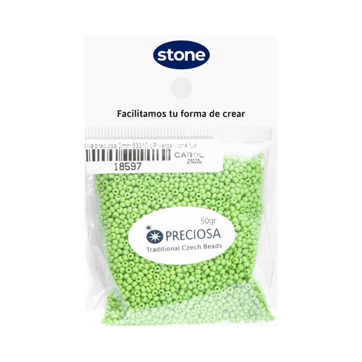 [18597] Mostacilla checa preciosa 2mm 53310 LP verde viche fuerte AB x 50g