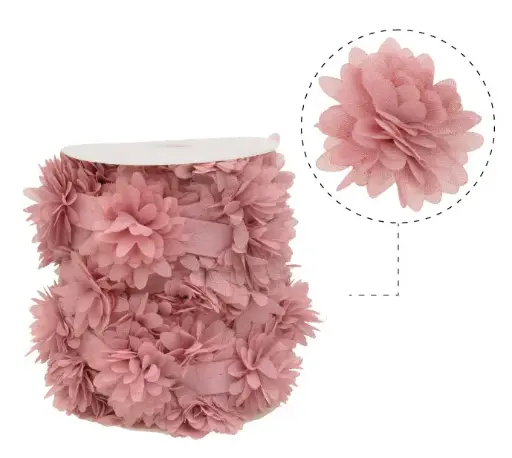 [02217] Flor organza 4-4.5cm N.50 vintage rose x 10yd (17pcs x yd)