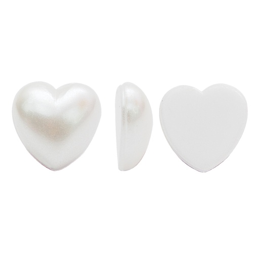 [02047] Acrilico K1057 corazon plano 10mm white pearl J1 x und