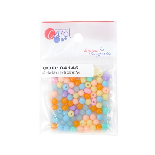 [04145] Acrilico redondo 6mm mix de colores x 12g