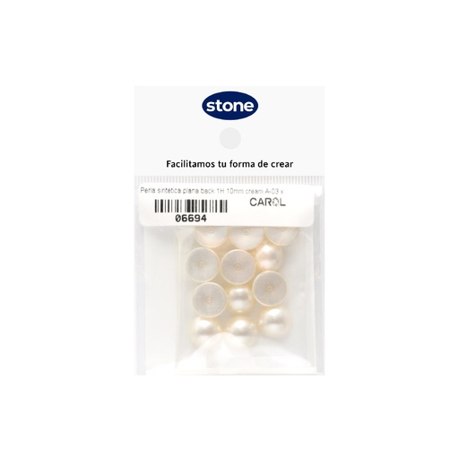 Media perla sintetica base plana 1H 10mm cream A-03 x 12unds