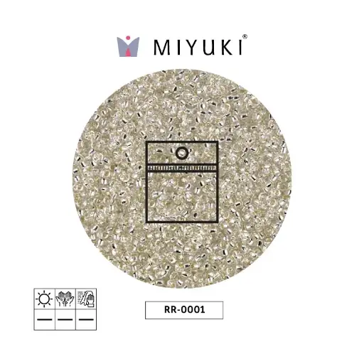[02689] Mostacilla Miyuki rocalla 15/0 RR0001 plateado forrado cristal x 25g