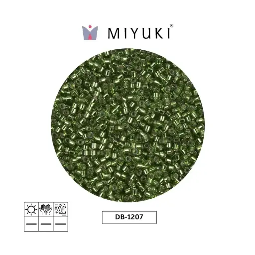 [07804] Miyuki delica 11/0 DB1207 plateado forrado verde x 50g