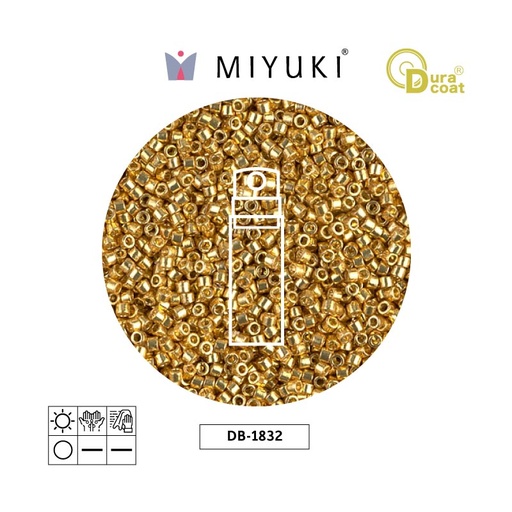 Miyuki delica 11/0 DB1832 galvanizado dorado Duracoat x 3g