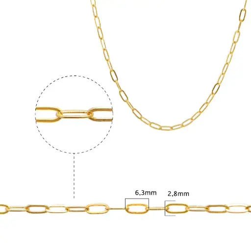 [04089] Cadena golfi 260BDCSF/Rodio 2.8x6.3mm x m