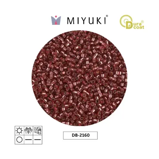 [08560] Miyuki delica 11/0 DB2160 plateado forrado fucsia Duracoat x 50g