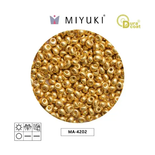 Miyuki magatama 4mm MA4202 galvanizado dorado Duracoat x 250g