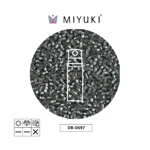 [01978] Miyuki delica 11/0 DB0697 mate plateado lyned x 10g