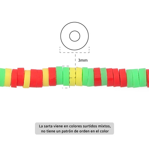 [06244] Sarta fimo disco 3mm 3-20 color mix x 39cm