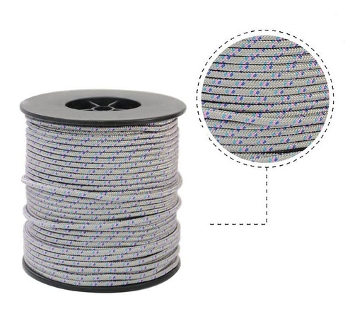 [03165] Cordon paracord 3mm gris/rosa x rollo 56m