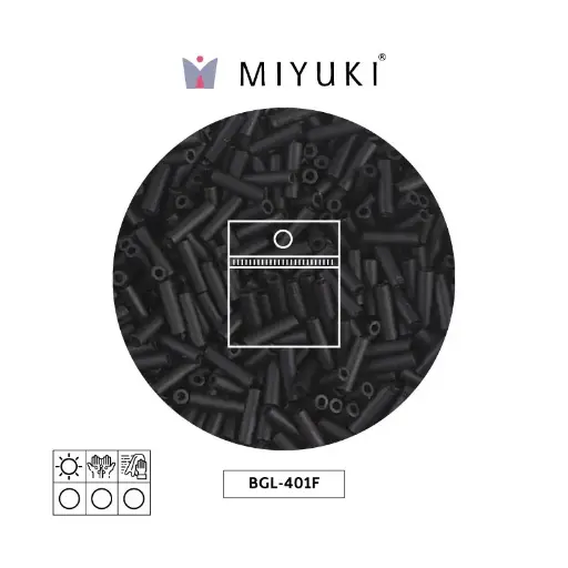 [02087] Miyuki bugle 6mm BGL0401F mate negro x 25g