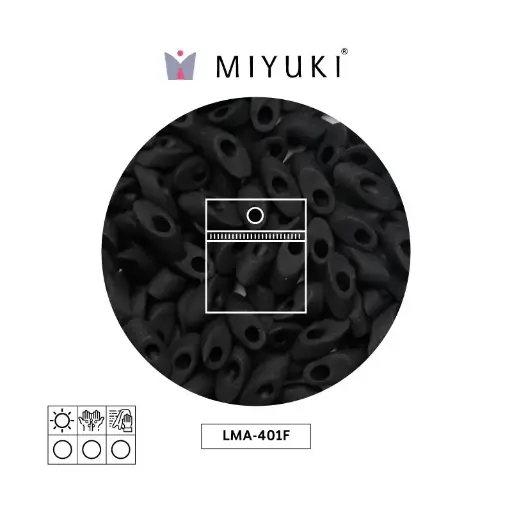 [03253] Miyuki long magatama 4x7mm LMA0401F opaco mate negro x 25g