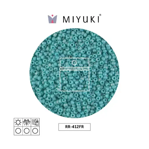 [26980] Mostacilla Miyuki rocalla 11/0 RR0412FR mate opaco azul turquesa verde AB x 25g