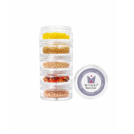 Kit 10 - Miyuki Delica 5 Colores (2g c/u) + Organizador Apilable